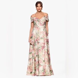 XSCAPE EVENINGS "RACHEL" PRINT FLORAL BROCADE DRESS 6999X Size 14